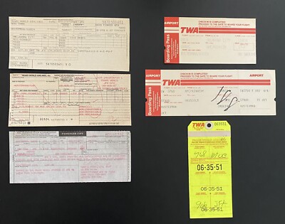 Vintage 1987 TWA Tickets, Boarding Passes, and Baggage Check | eBay