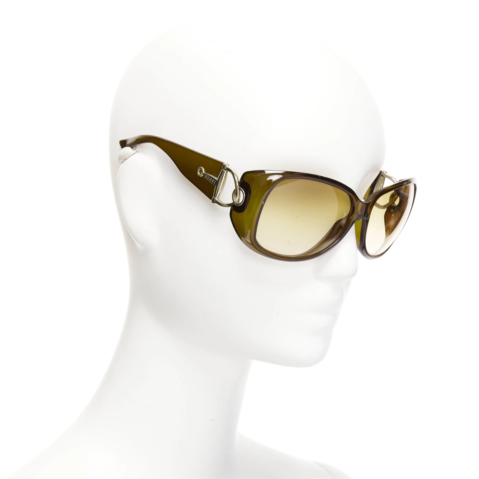 Lunettes de soleil GUCCI GG2951E/S vert foncé argent GG boucle bambou enveloppe latérale