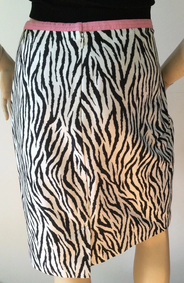 Falda CYNTHIA STEFFE negra/blanca con estampado de cebra (talla 10) Foto 2 de 4