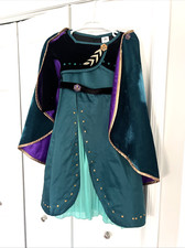 Disney Store Halloween Costume 5/6 Frozen 2 Queen Anna Dress Cape Green Velvet