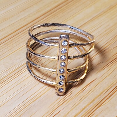 Vintage Handarbeit Multi Band Multistacked Reihen Ring 4 Band goldfarben