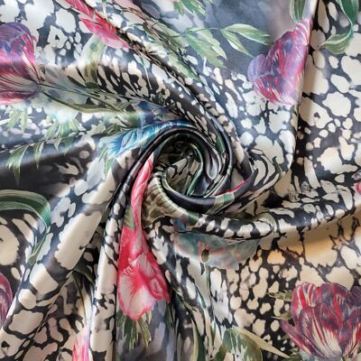 WEIß Blumen Satin Material Kleid Handarbeit Stoff Meterware 58'' Meterware