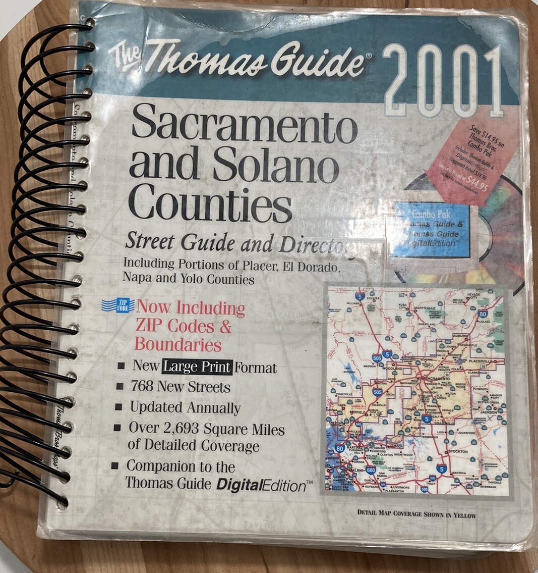Thomas Guide 2001 Sacramento Solano County Laminated Large Print