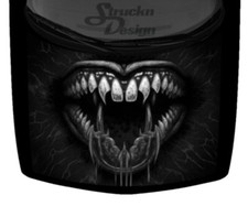 Grey Fanged Vampire Bloody Mouth Teeth Truck Hood Wrap Vinyl Car Graphic Decal