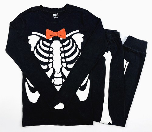 Crazy 8 Size 10 Boys Black SKELETON Pajamas VGUC Snug Fit Halloween Sleepwear
