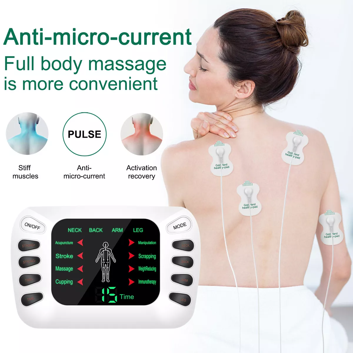 TENS Unit Machine Electric Massager Body Muscle Stimulator with