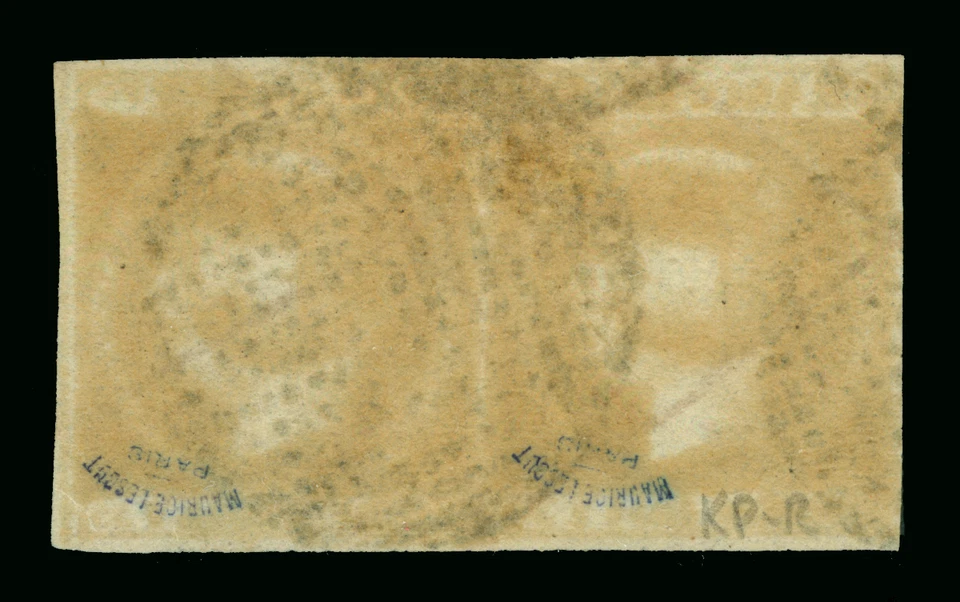 Spanish PHILIPPINES 1854 Queen Isabella II 1r slate blue Sc# 4a used XF PAIR - Image 2 of 2