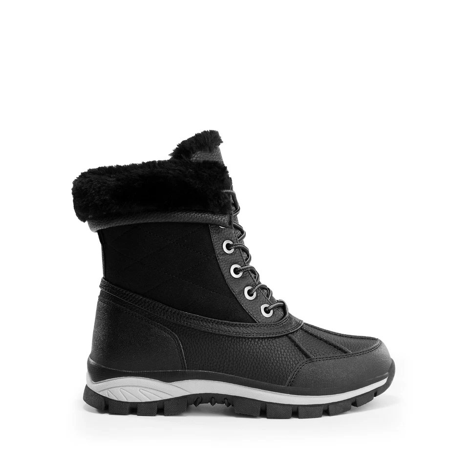 Mujeres Botas de Nieve Impermeables Medio Pantorrilla Con Cordones Cálidas Imitación Piel Pato Botas Foto 3 de 4