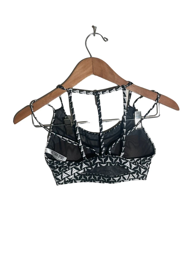 Sutiã esportivo Victorias Secret com tiras estampa levemente acolchoada XS preto branco - Imagem 2 de 4