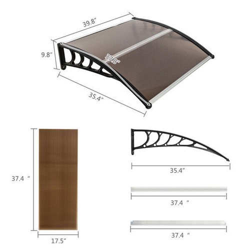 100 x 96cm Window Door Awning Canopy Sun Shade Cover Outdoor Household Holder - Picture 8 of 12
