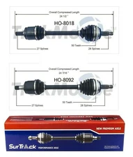 Pair of Front CV Axle Shafts for Honda Prelude FWD 1990-1991 SurTrack Set