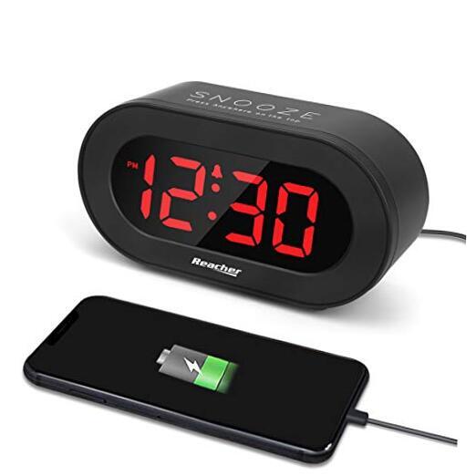 Compact LED Digital Alarm Clock - Black & Red Display, Easy Use