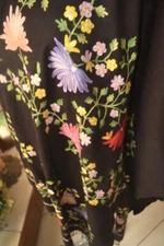 DARK COFFEE KASHMIR EMBROIDERY CREWEL LARGE shawl 100% CASHMERE PASHMINA