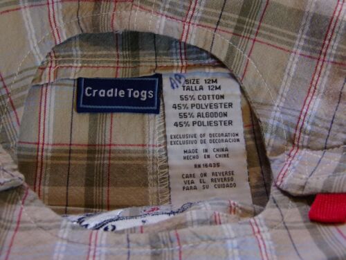 Cradle Togs Safari Friends Plaid One Piece Summer Outfit Size 12 Months - Picture 4 of 5