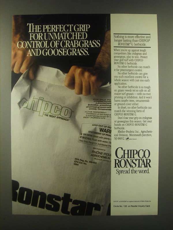 1985 Rhone-Poulene Chipco Ronstar G Herbicide Ad | eBay