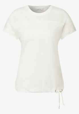 CECIL 323378 Shirt kurzarm Meshdetail Tunnelzug am Saum Basic modern weiß