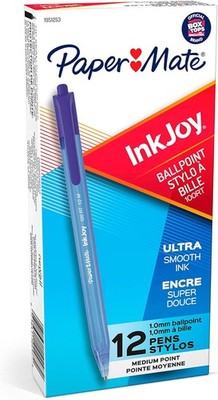 Paper Mate InkJoy 100RT Retractable Ballpoint 12 Count (Pack of 1), Blue 
