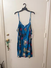 Women's Joyspun Knit Chemise NWT Blue With Cougars And Lace  sz 3XL 22-24