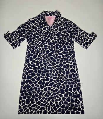 Lilly Pulitzer Dade Shirt Dress Navy Hyde Giraffe Animal Print Shift Size 6