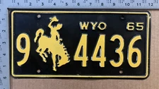 1965 Wyoming license plate 9-4436 YOM DMV Big Horn COWBOY 19738