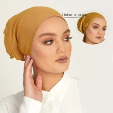 Soild Color Underscarf Inner Caps Women Muslim Satin Turban Islamic Beanie Arab
