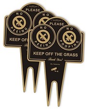 No Pooping No Peeing Dog Sign, Keep Dog off Grass Yard Lawn Sign, 2 Pack
