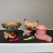 Vintage Littlest Pet Shop Pairs 1 Chihuahua and 2 Pug Vintage Rare LPS