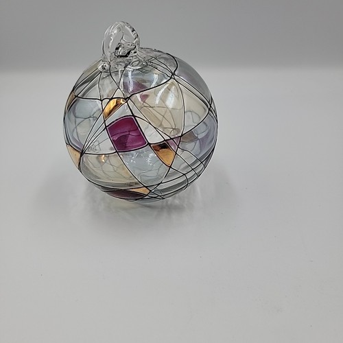 Partylite Romania Ball Christmas Tree Ornament, Handblown Art Glass, Iridescent - Picture 4 of 6