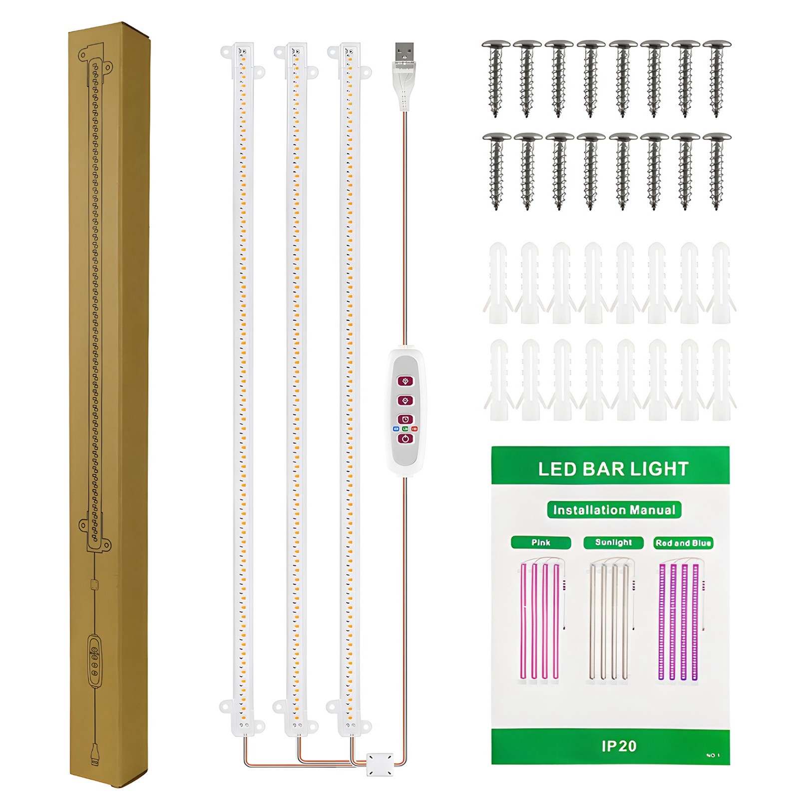 LED Plant Grow Light Strips 6.2W 126LED 4000K 169.2lm Bright Grow Lamp With 8H/1