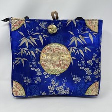 Vintage Chinese Silk Embroidered Handbag/tote Lined With Zipper