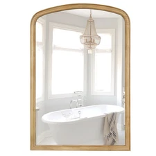 Arched Wall Mirror Wood Framed, 24" x 36" Rustic Farmhouse Wood Arched Mirror...