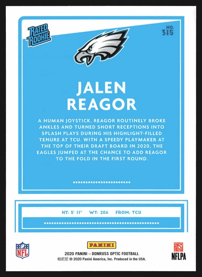 2020 Donruss Optic #315 Jalen Reagor Rated Rookie Variations RC - Image 2 of 2