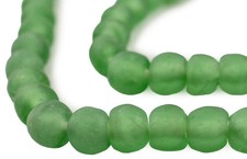Light Green Recycled Glass Beads 14mm Ghana African Sea Glass Round Large Hole