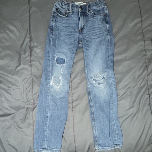 Abercrombie Kids Skinny Slim Fit Jeans 7/8 Light Wash Blue 5-Pocket