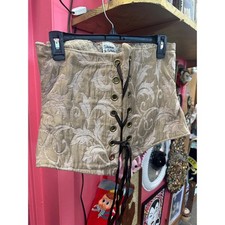 Vintage Damsel In This Dress Baroque Corset Brown Tan Cream Colored