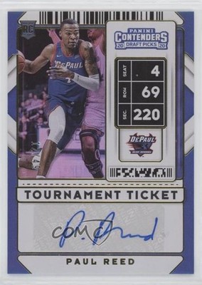 2020 Contenders Draft Picks Tournament Ticket 12/49 Paul Reed Rookie Auto RC t2a