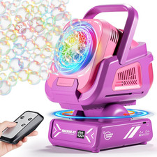 Upgraded Bubble Machine with Remote Control, Automatic Rotation  RGB Lights,...