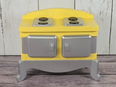 Kidcraft Yellow Silver Stove/Oven Wooden Dollhouse Furniture Barbie Doll Sized