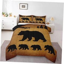 Black Bear Bedding for Boys Girls Kids, Woodland Animal Comforter Twin Multi 11