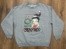 Vintage Y2K Betty Boop Crewneck Sweatshirt Medium Christmas Holiday Rare Gray