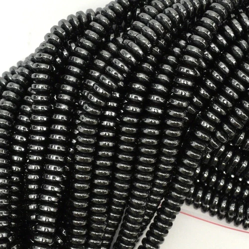 Natural Hematite Rondelle Button Beads Gemstone 15.5" Strand 4mm 6mm 8mm