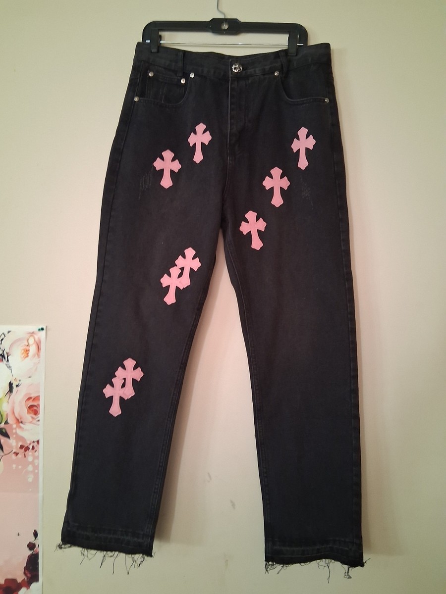 Chrome Hearts x Levis 550 Jeans Pink Cross Patch Denim | eBay