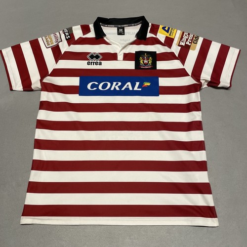 Wigan Warriors Shirt 4XL Rugby League Jersey Red White Striped 2015 Home Errea