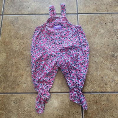 ボトムス vintage oshkosh Flower corduroy Vintage Oshkosh B'gosh Pink Floral Corduroy Overalls Footed 6-9