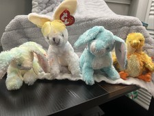Ty Beanie Baby Easter Set If 4 - Chickie, Spring, Carrots, Cottonball Spring