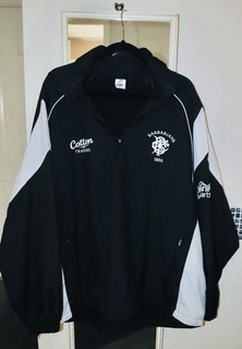 Cotton Traders Barbarians Rugby Quarter Zip Shirt Top Black/White Adults XL