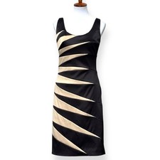 Signature By Sangria Satin Sleeveless Mini Bodycon Dress Black Women's Size 10