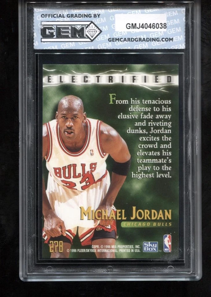 Michael Jordan 1995-96 Skybox Premium #278 Electrified Chicago Bulls GEM MINT 10 - Image 2 of 2