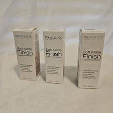 Set Of 3 Phoera Liquid Foundation Soft Matte Finish. 101,102,103. NIB. Exp.2024