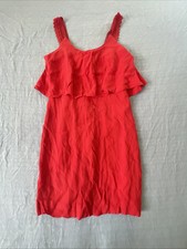 Anthropologie Maeve Red Dress Size 2 Tiered Ruffle Sleeveless Cocktail